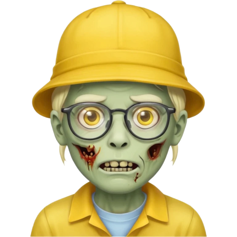 glasses zombie with yellow hat emoji