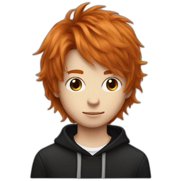 realistic emo boy choppy ginger hair side bangs emoji