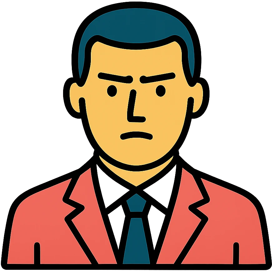 Simple portrait of serious man with short hair in a suit emoji