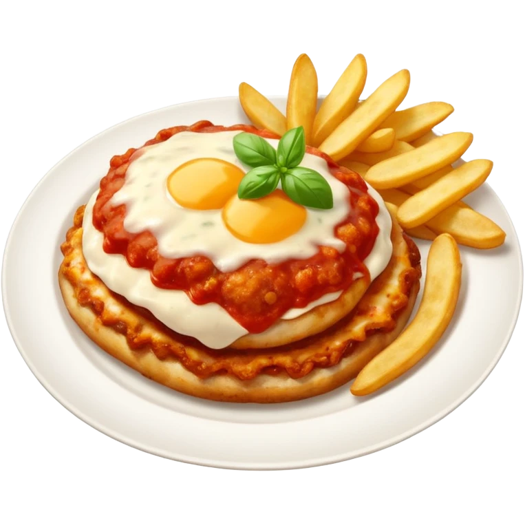 Chicken parmigiana with chips emoji