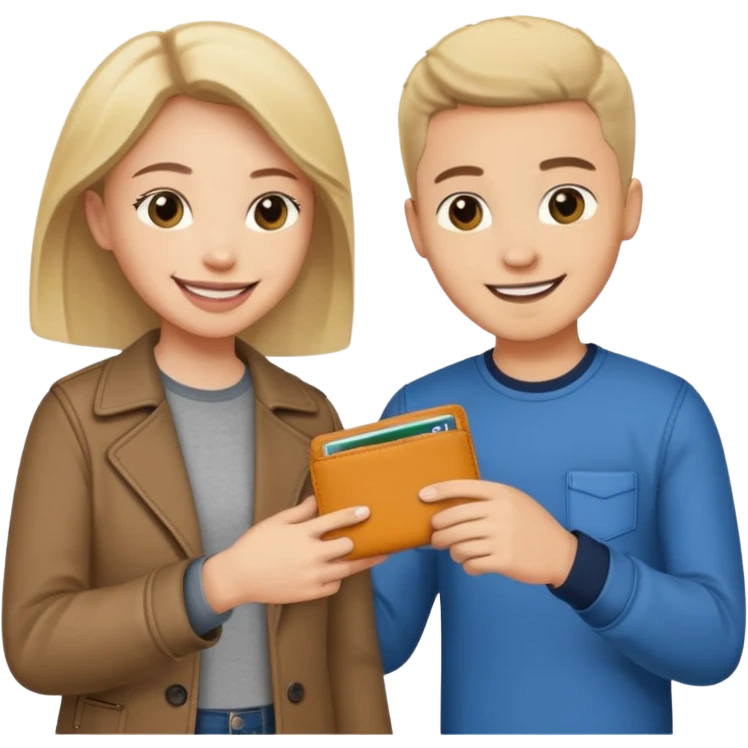 persona devolviendo billetera a otra persona emoji