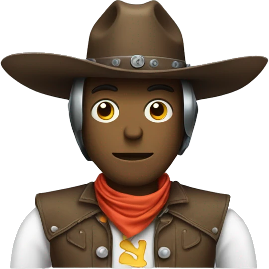 A robot dressed as a cowboy emoji