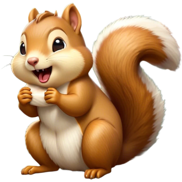 Cinematic Silly Yawning Squirrel Portrait Emoji, Head tilted with a dramatic, wide-open yawn revealing a tiny, adorable snout, soft, downy fur and a fluffy tail slightly askew, Simplified yet irresistibly cute features, highly detailed, glowing with a soft, cozy woodland glow, high shine, relaxed yet humorously expressive, stylized with a dash of whimsical woodland charm, soft glowing outline, capturing the essence of a drowsy yet endearing squirrel that appears ready to stretch and yawn its way into your heart! emoji
