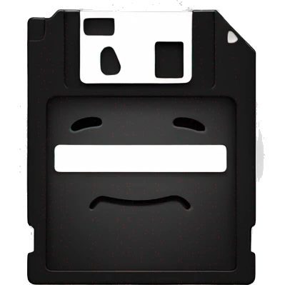 floppy disk with a smile in black color emoji