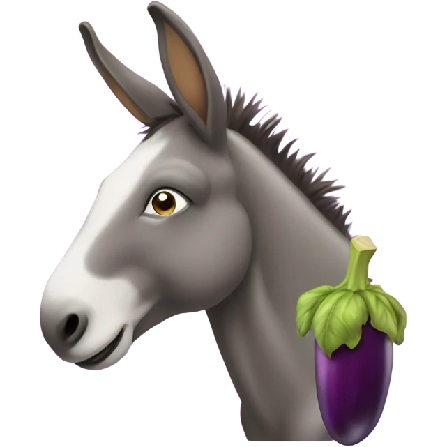 Donkey eating eggplant emoji