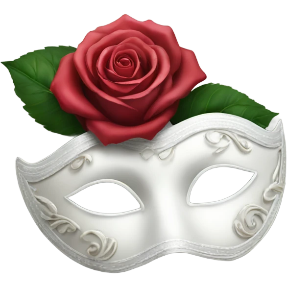white masquerade mask and rose emoji
