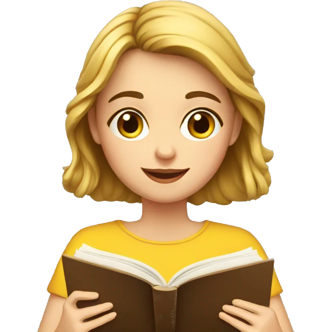 european girl reading book emoji