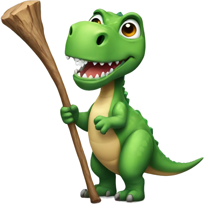 Dino with a stick emoji