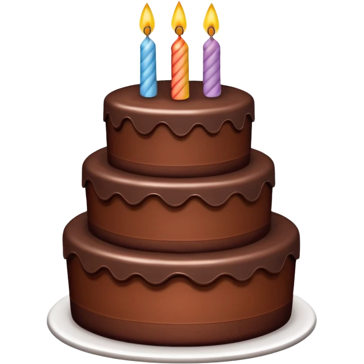a big three-tiered chocolate birthday cake without candles emoji