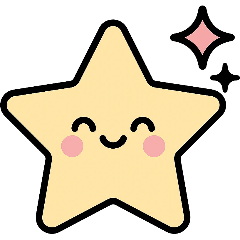 pastel colored minimal kawaii star with modern lines and slight sparkle emoji