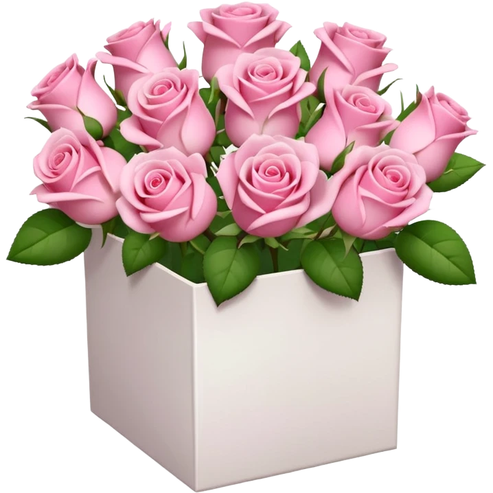 bouquet of pink 25 roses in a white box emoji