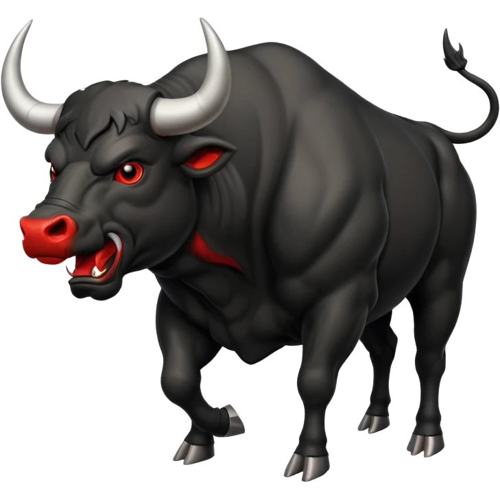 angry running black bull side view with red eyes emoji