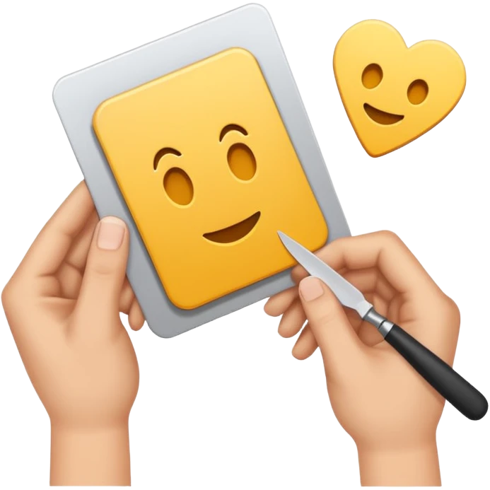 hands cutting out intracate shapes from card emoji
