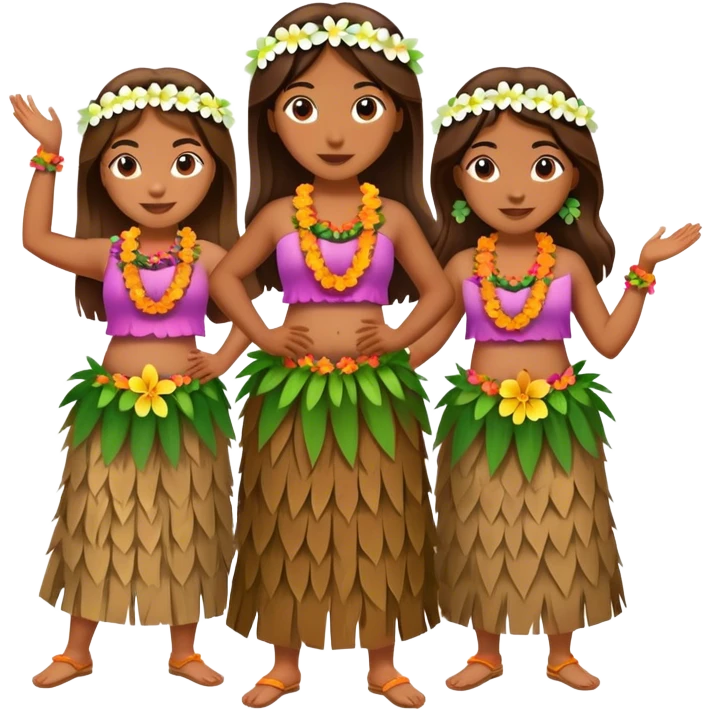4 hula girls emoji