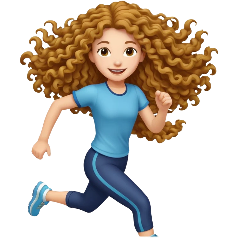 curly long girl running emoji