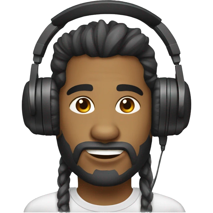 lobo siberiano negro con audifonos emoji