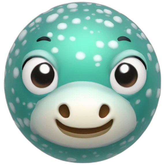 3d sphere with a cartoon frog snow Horse skin texture with calm eyes emoji