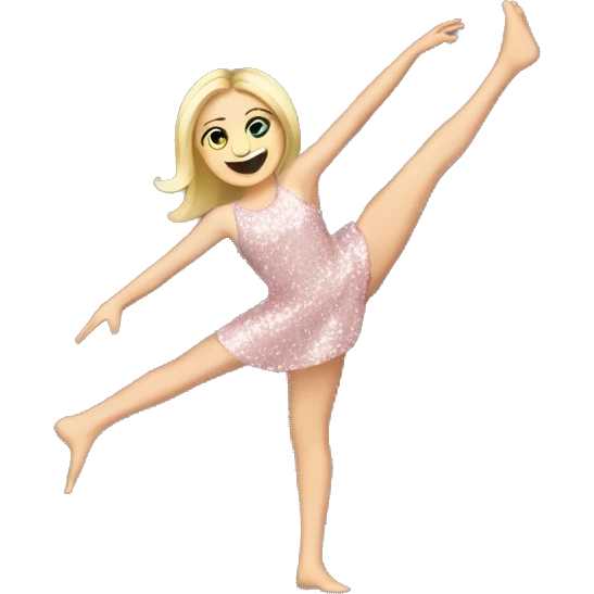 blonde white girl in light pink sequins dress doing a cartwheel emoji