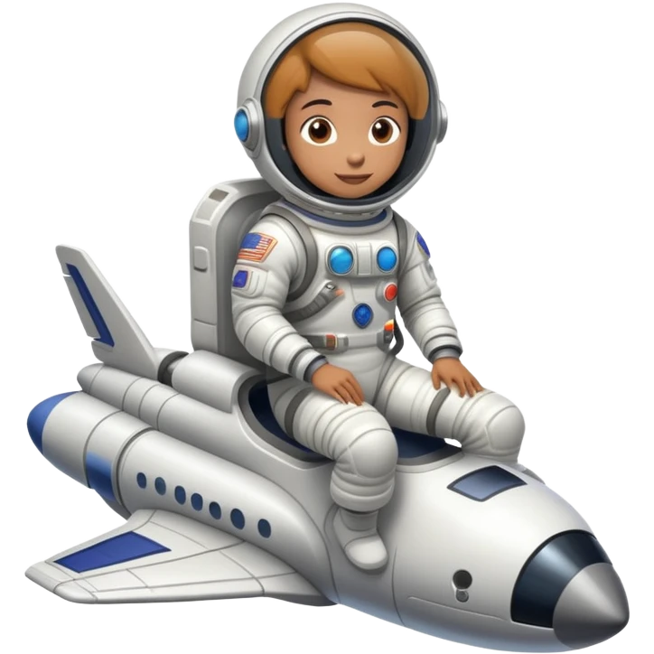 A spacesuit wearing person sitting on top outside a flying spaceship emoji