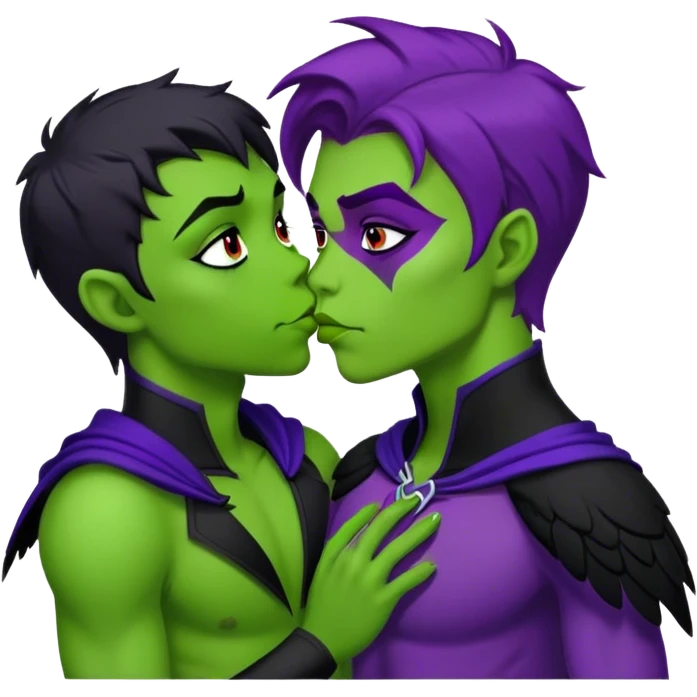 Beast boy kiss raven emoji