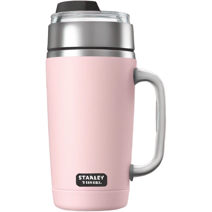 Light pink 40oz Stanley tumbler with handle emoji