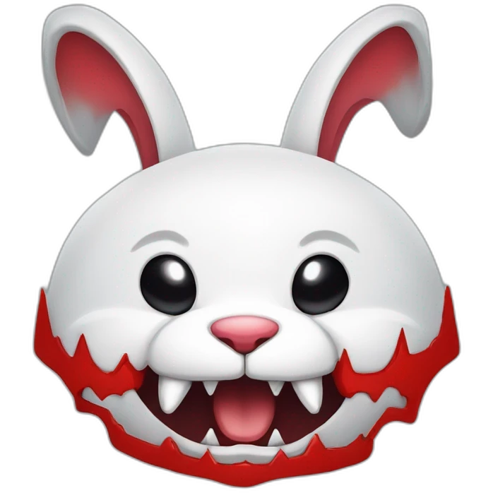 evil white rabbit with sharp fangs with red around mouth emoji