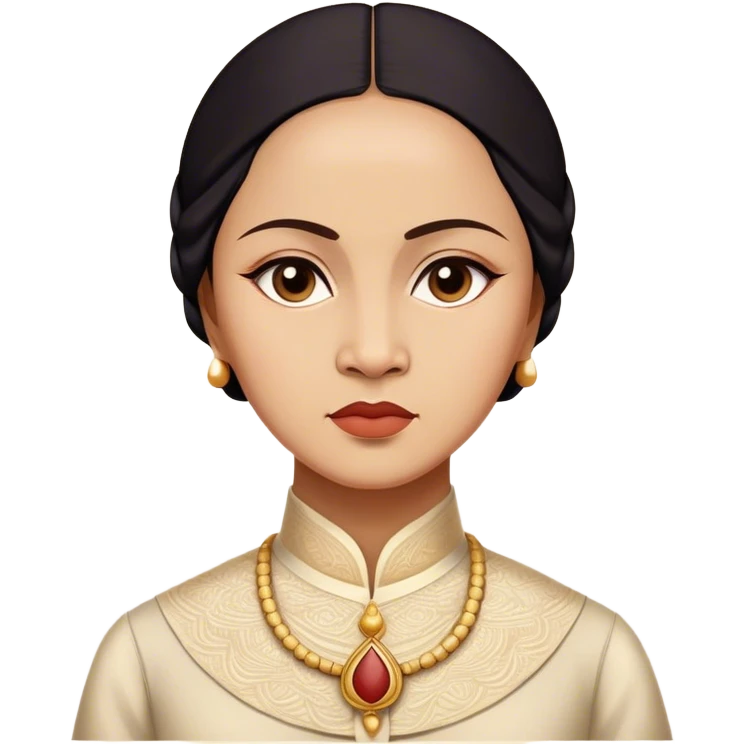 Cinematic Realistic Raden Ajeng Kartini Portrait Emoji, depicted as an inspiring Indonesian feminist icon in period attire with a thoughtful determined gaze, rendered with lifelike textures and warm empowering lighting that captures her pioneering spirit. emoji