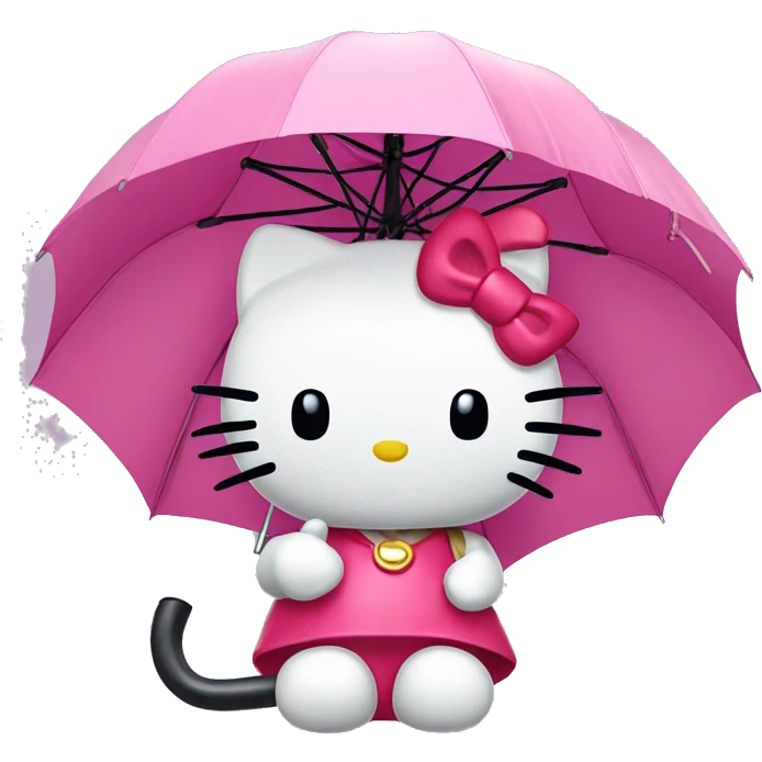 Hello kitty holding an umbrella emoji