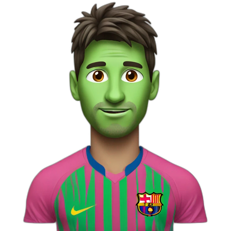 messi with green skin and a pink shirt emoji