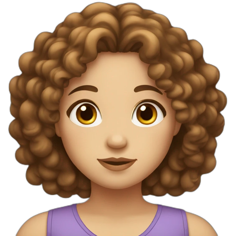 Chubby girl with brown curly hair and brown eyes emoji
