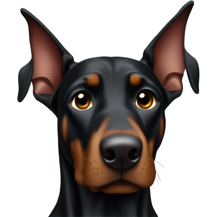 Black Doberman one ear cropped up one ear floppy not cropped emoji