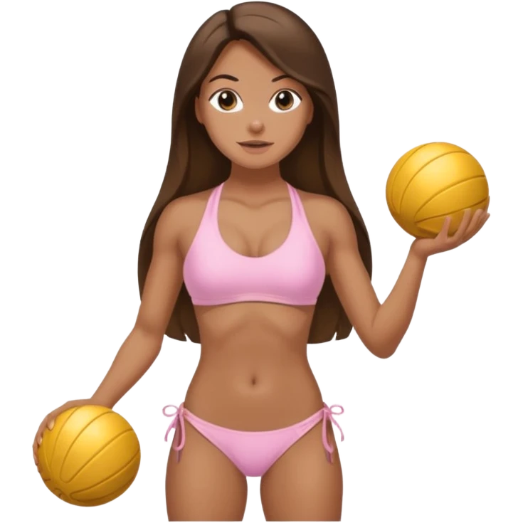 Long hair brunette gym girl with bathing suit bikini on in light pink or gold  emoji