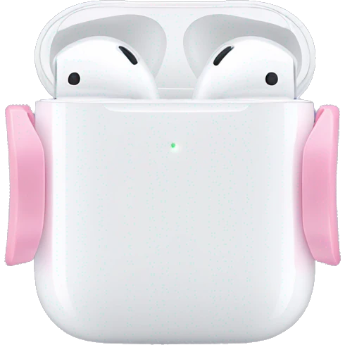 White AirPod max with light pink ribbons on each side emoji