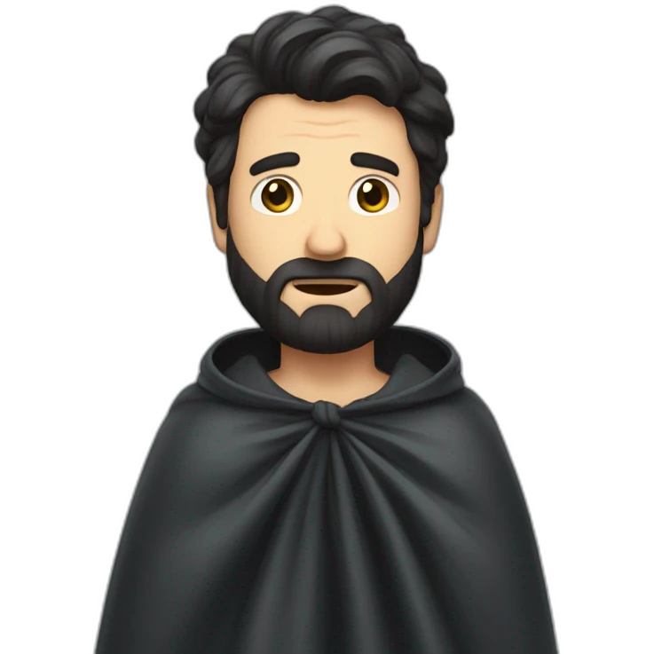 dark hair bearded man throwing his cape over his shoulder in shame emoji