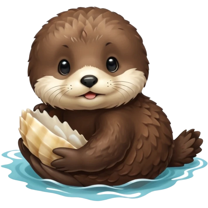 baby sea otter pup with scallop emoji