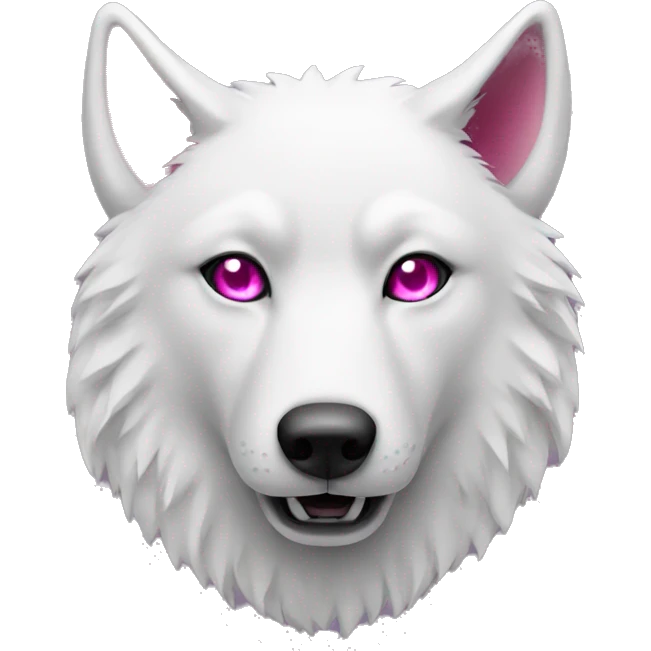 white wolf with dark pink eyes and have money emoji