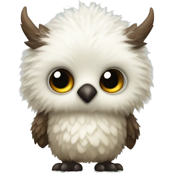 baby owlbear with beak face only white fur emoji