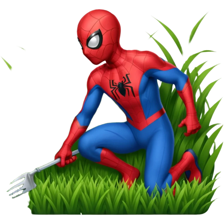 Spider-Man cutting the grass emoji