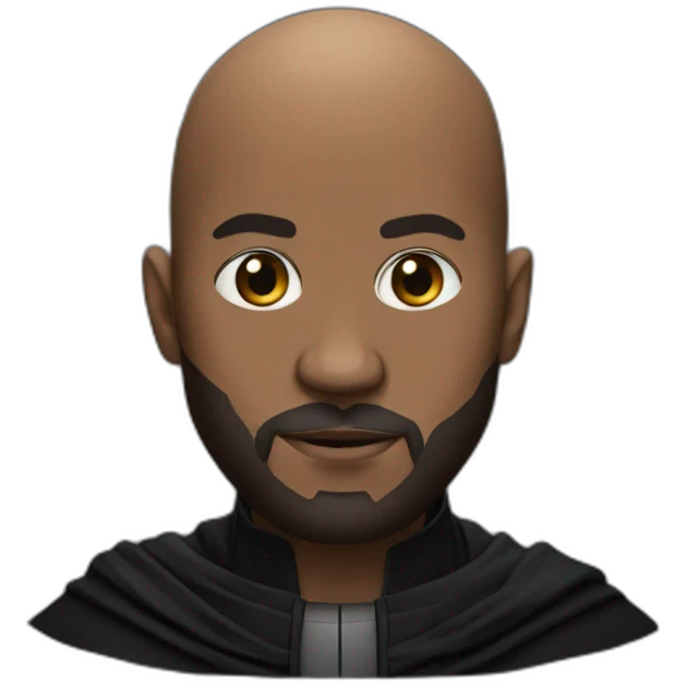 Black men bald with beard as a Sith lord emoji