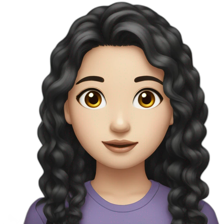 Beautiful girl,Black hair,wavy hair，long hair,White skin,oval face,big eyes,Blackeyes,Chinese emoji