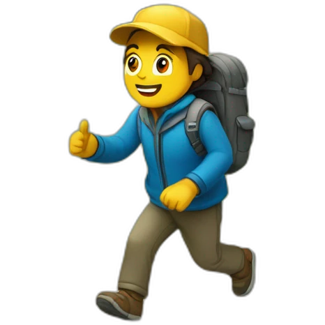 viendo y caminando en la montaña emoji