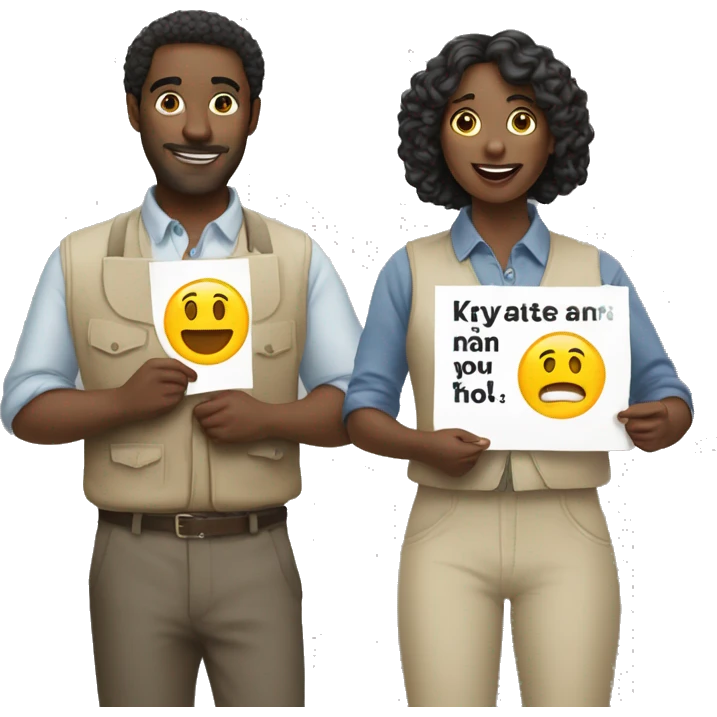 people holding a poster in their hand emoji