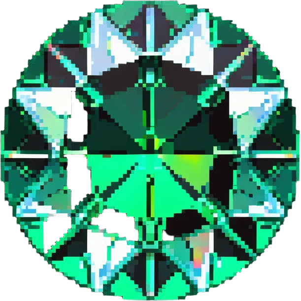 round cut emerald gemstone with vibrant green color and holographic sparkle effect emoji