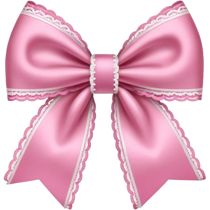 Pink ribbon bow with white lace  emoji