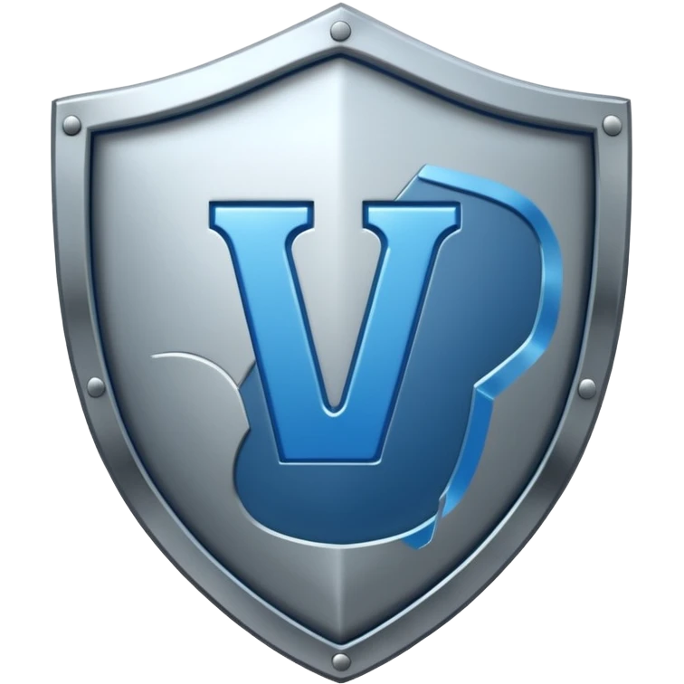 a metallic shield with a blue letter "i" emoji