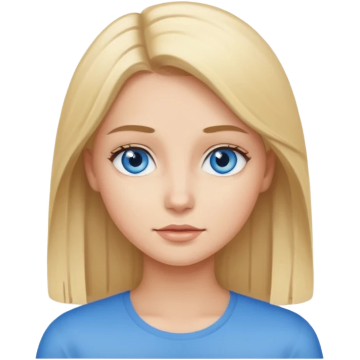 straight blondish brunette hair with blue eyes emoji