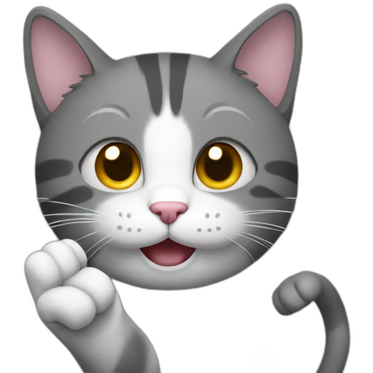 Cat saying hello with one hand emoji