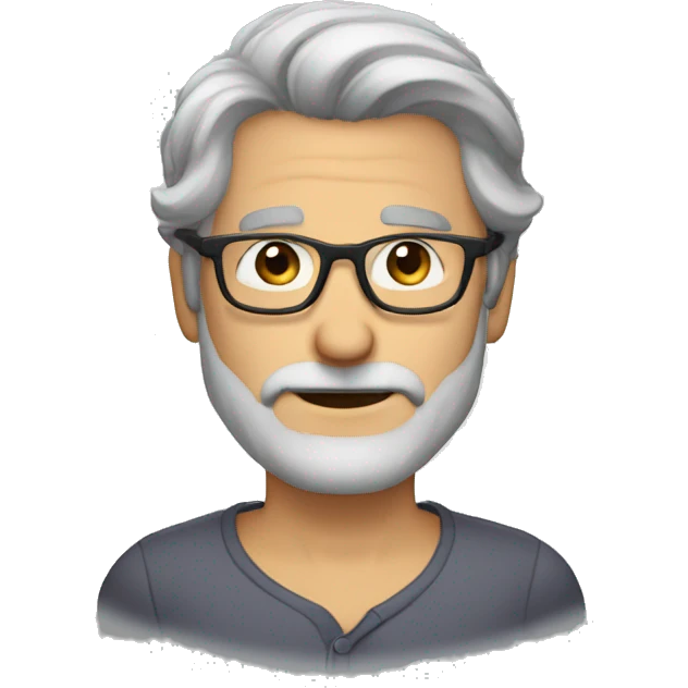 man grey hair brown eyes 3 days of beard and glasses emoji