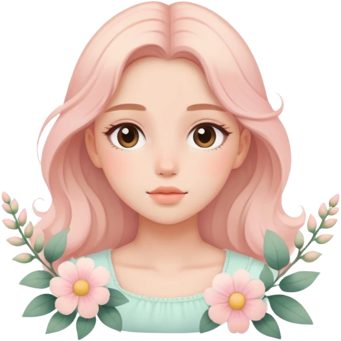 Dreamy pretty pastel flower girl aesthetic emoji