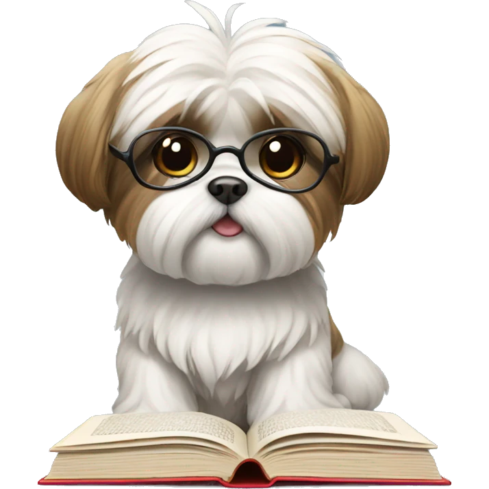 Shi tzu with book emoji